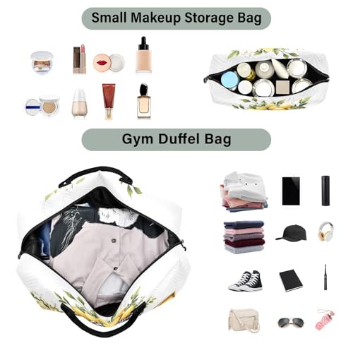 Travel Gym Bag, Lemon Yellow Old Fashioned Truck Weekender Overnight Duffle for Women with Toiletry Bag Travel Swim4