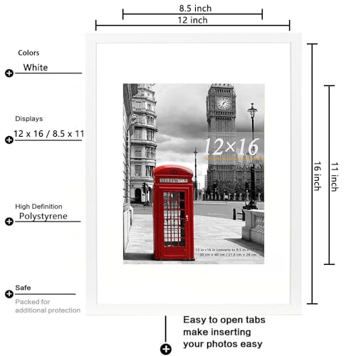 Scholar Tree picture frames White set of 3, 12x16in(30x40cm ) Poster Frame,Wall Mountable, 12X16-3P - Image 3