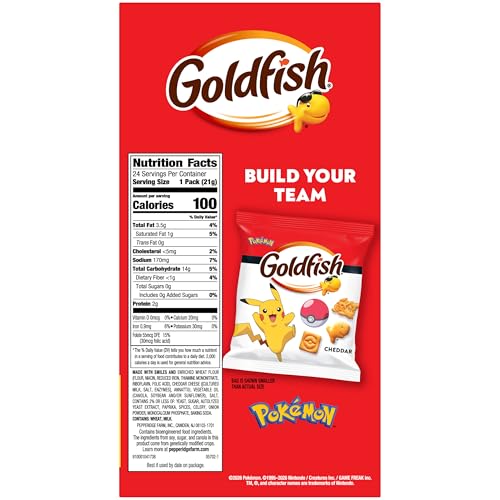 Image of Goldfish Pokemon Cheddar Crackers, 24 Lunch Box Packs