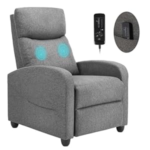 Massage Chair, Adjustable Feature for Adults, Fabric Recliner Sofa with Padded Seat Backrest for Home Theater, Living Room and Bedroom，Grey