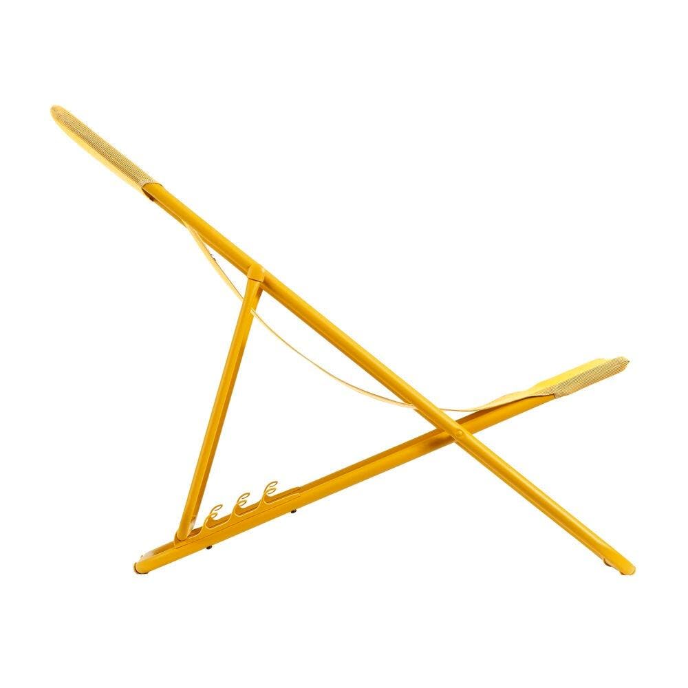 LAFUMA MOBILIER - Transat Jardin Pliable - Chilienne Multi-positions : Largeur 58 Cm - Maxi Transat - Batyline® Iso - Jaune Miel - Fabriqué en FRANCE - LFM5170_9987 - Garantie 5 ans - L.83xl.62xH.91cm