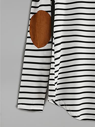 Milumia Women's Elbow Patch Striped High Low Top T-Shirt