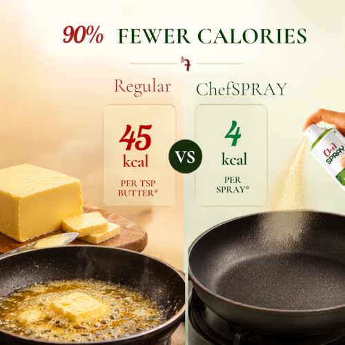 Image of ChefSpray Butter Garlic Oil Spray | Flavored Cooking Spray for Baking, Grilling & Frying | Nonstick, Mess-Free, Bag-on-Valve | Seasoning, Pan & Salad Use