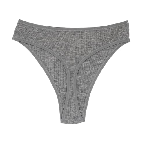 Image of High Waisted Cotton Thongs Underwear For Women Breathable Sport Athletics Panties High Rise Plus Size Multipack