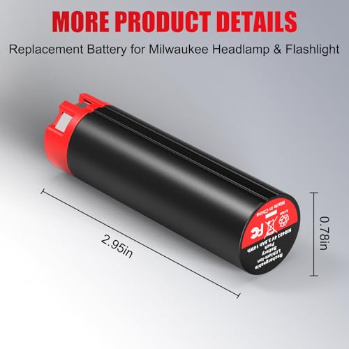 2 Pack 4V 3.5Ah USB Battery Replacement for Milwaukee Headlamp/Flashlight - image 3
