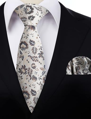 Image of Alizeal Mens 3.15inches Leaf Flower Pattern Tie Set
