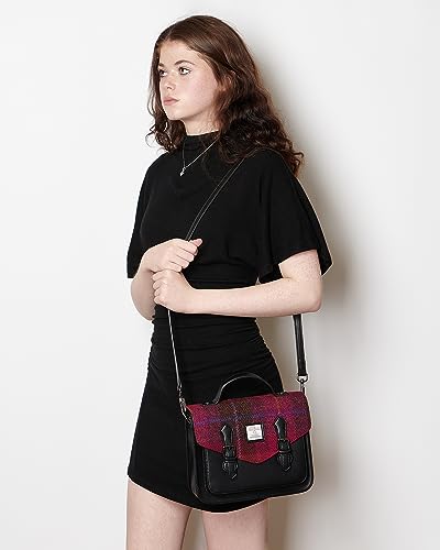 Image of Islander The Calton Satchel - Ladies Satchel With HARRIS TWEED - Small and Medium, Fuchsia Tartan, M