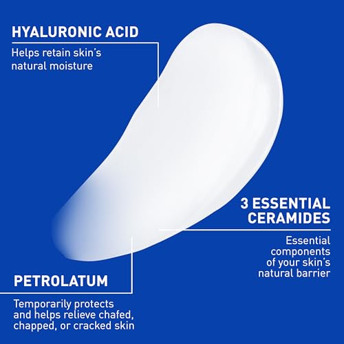 CeraVe Healing Ointment, Hydrating Skin Protectant With Petrolatum, Hyaluronic Acid & Ceramides, Face & Body Skin Barrier Repair For Cracked, Chafed, Dry Skin, Fragrance Free & Lanolin Free, 12 Oz