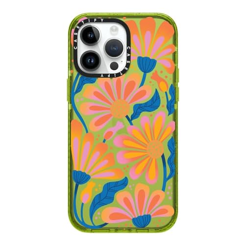 Coque iPhone 14 Pro Max CASETiFY antichoc militaire motif marguerite verte