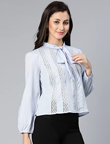 Image of oxolloxo Alpha White Laced up & tie-Knotted Women Cotton top