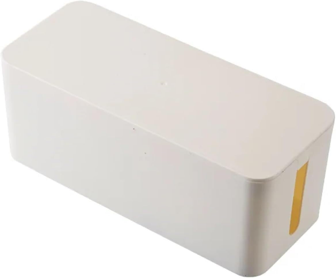 Caja organizadora de cables, Caja de almacenamiento práctica for cables alimentación, con diseño cubierta extraíble, color blanco y negro