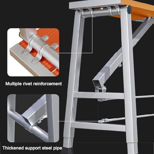 Adjustable Portable Aluminum Step Stool, Heavy Duty Non-Slip Work Platform for Car Washing, Painting & Repairs, Scaffolding Equipment (Silver, 27x140cm, 83-134cm)