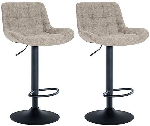 CLP Lot de 2 tabourets de Bar Tover I Tabourets de Bar réglables en Hauteur I Chaises pivotantes à 360° avec Dossier pour comptoirs et Bars, Couleur:Taupe,...