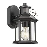 Emliviar Dusk to Dawn Outdoor Wall Lighting - Outdoor Motion Sensor Light for House, Black Finish with Clear Glass, WE213B-SE BK