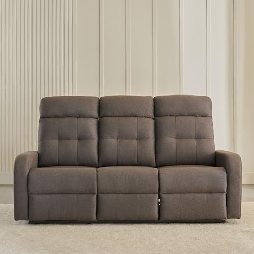Image of Home Centre 3 Seater Helios Toledo Fabric Recliner| Fabric Recliner| (Brown) |1 Year Warranty