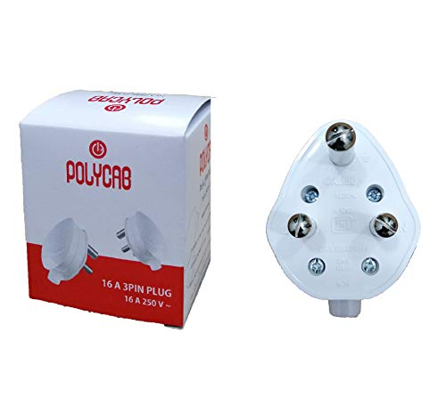 Image of Polycab 16A 3-Pin Plug Top 250V ISI Certified with Unbreakable and Shock-Proof Body Pack-of-4