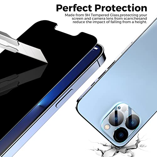 Panzerglas für iPhone 13 Pro mit Sichtschutz und Kamera Schutz