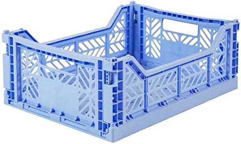 2 x AY-KASA - Midi-Box (Light Blue) Collapsible Storage Bin Container Basket Tote, Folding Basket Crate Container : Storage, Kitchen, Houseware Utility Basket Tote Crate