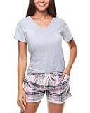 U.S. Polo Assn. Womens Pajamas Set with Pockets - Short Sleeve Shirt and Pajama Shorts Sleep Set Heather Grey Plus Size 3X-Large