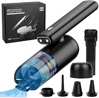 Car Vacuum Cleaner: Multifunctional Foldable Handheld Vacuum Cleaner, ENLENCE Rechargeable Handheld Portable Blow Suction Integrated Dust Cleaner for Car Interior Home Outdoor and Office Dust Cleaning