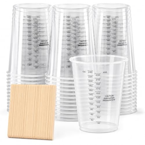 Vasos medidores plásticos transparentes 8 oz 50 pack miniatura 1