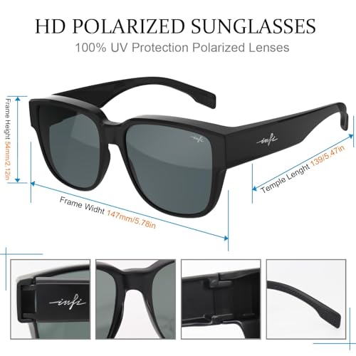 Image of INFI Fit Over Glasses Sunglasses Polarized for Women Men Fishing Driving Outdoor Mirrored Lens UV Protection