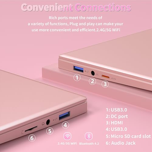 Image of 15.6 inch Laptop Computer for Work and Study, 16GB RAM 1TB SSD, Full HD 1080P IPS Display, Win 11 Pro, Fingerprint Reader, Backlit Keyboard, Rose Pink(16G+1TB)