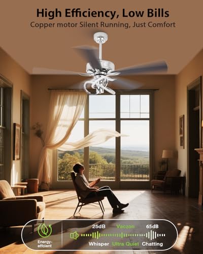 Image of 52 Inch Ceiling Fans with Lights, Creative Modern Silver Ceiling Fan and Remote, 3CCT, 6 Speeds, Quiet, Dual-Sided Reversible 5 Blades Indoor Outdoor Chandelier Fan for Bedroom Living Room