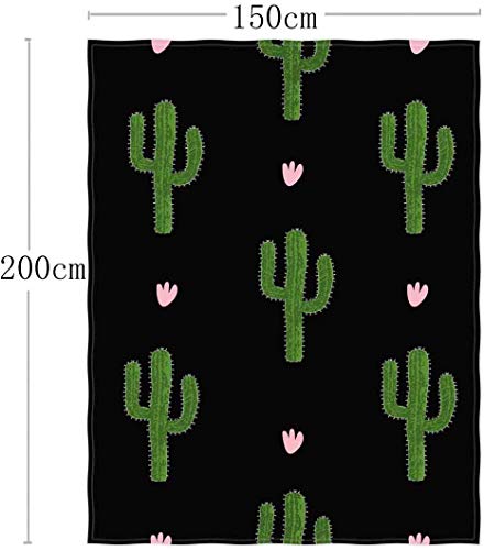 Qh 58 X 80 Inch Cactus Print Black Super Soft Throw Blanket For Bed Couch Sofa Lightweight Travelling Camping Throw Size For Kids Adults All Season #TOP1