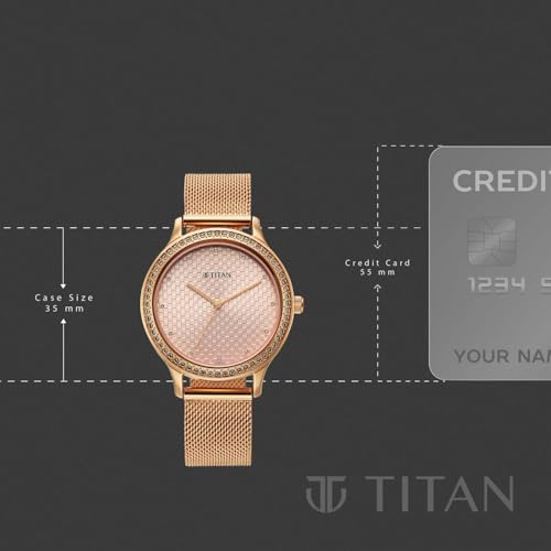 Image of Titan Purple Superheads Quartz Analog Rose Gold Dial Rose Gold Stainless Steel Strap Watch for Women