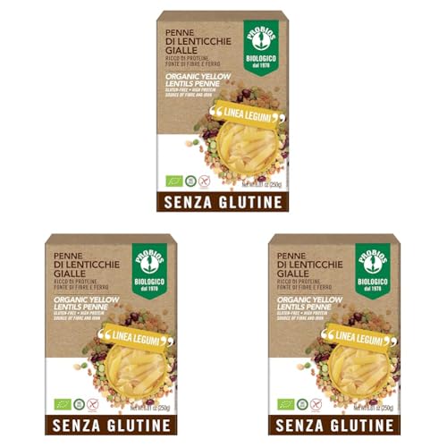 Probios Penne Lenticchie Gialle - 250 gr, Senza glutine (Confezione da 3)