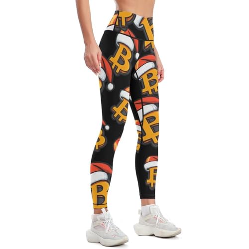 Bitcoin in Christmas Women's High Waisted Yoga Leggings Soft Tummy Control Pants for Running Gym Daily - Image 3