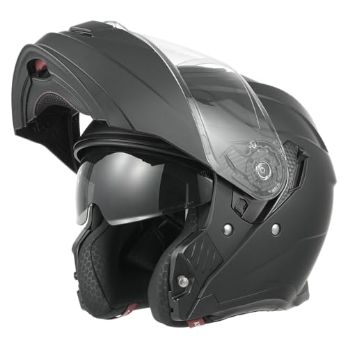 MY Motorrad Klapphelm Integralhelm 935,ECE 22.06 Zertifiziert Modular Helm mit Doppelvisier für Damen Herren (Mattschwarz, XS)