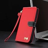 iPhone 15 Pro用ジェネリックケース(カラー:レッド) ソリッドレザーストラップウォレット磁気フリップバックケース