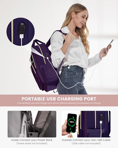 Image of LOVEVOOK Laptop Backpack Purse for Women, 15.6 inch Laptop Bag for Travel with USB Port, Water Resistant Lightweight Daypacks for College Work Business, Nurse Teacher Computer Backpacks