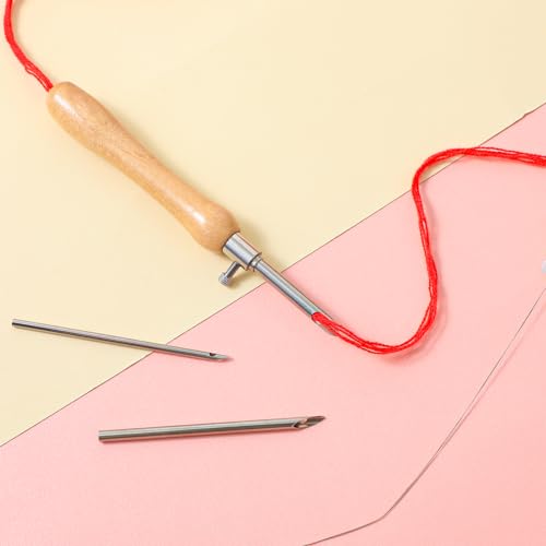 Image of 5PCS Punch Needle Kits Adults Beginner 2.5mm /3.5mm /5mm Metal Tubes Wooden Punch Needle Threader Yarn, Adjustable Punch Stitching Kit Tool for Beginner Embroidery Floss Cross Stitching