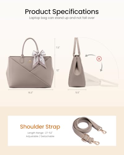 Image of LOVEVOOK Laptop Work Tote Bag for Women with Large Cup Holder, 15.6 Inch