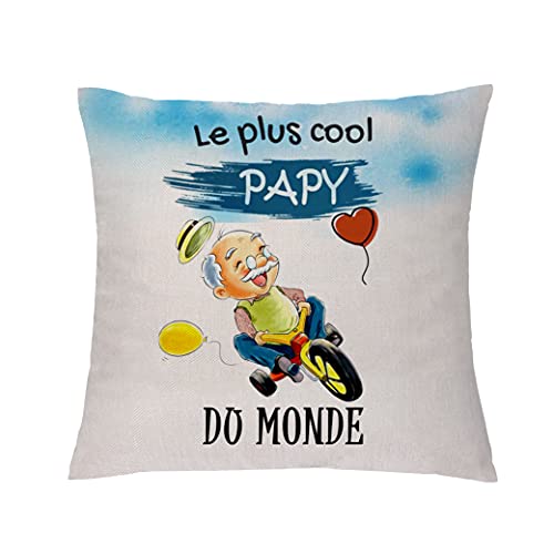 aligarian grand-père housse de coussin Cool grand-père anniversaire cadeau de fête des pères taies d'oreiller apprécier Noël Thanksgiving fête de la famille cadeau Le Plus Cool Papy Du Monde (Typer 1) Cover
