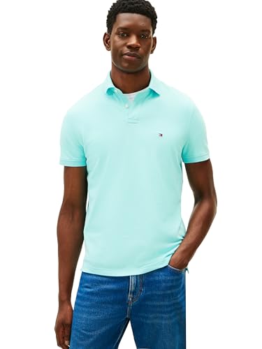 Image of Tommy Hilfiger Men's Short Sleeve Polo Shirts in Regular Fit With Stretch and Organic Pique Cotton