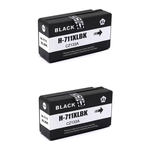 Cartouche d'encre 711XL noire compatible avec l'imprimante DesignJet T120 et T520 en lot de 2