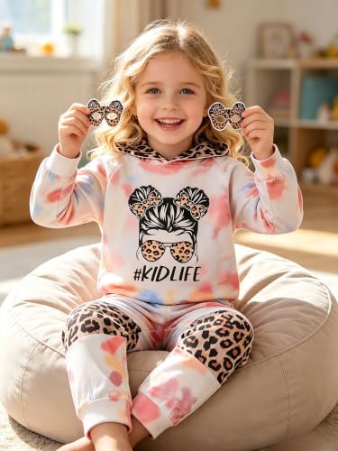 Image of Kid Toddler Girl Clothes - Tie Dye Hoodie Sweatshirt Girl Outfits Pullover Jogger Hooded Sweatpant Set