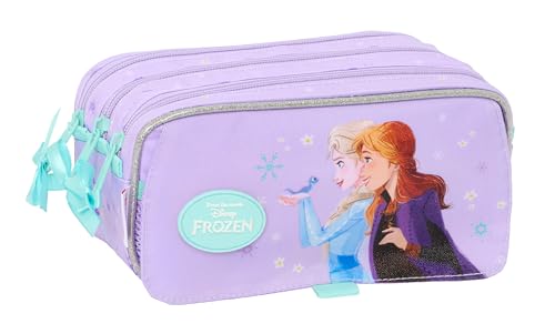 safta Frozen Spirit - Dreifach-Federmäppchen für Kinder, ideal für Kinder im Schulalter, bequem und vielseitig, Qualität und Widerstandsfähigkeit, 21,5 x 8 x 10 cm, Lila, M, Casual