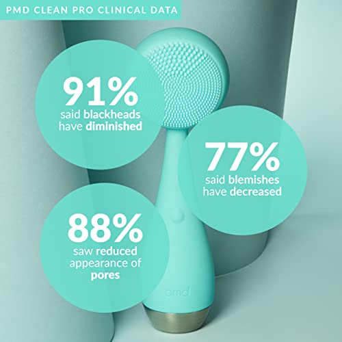 Pmd Clean Pro - Smart Facial Cleansing Device With Silicone Brush & Activewarmth Anti-Aging Massager - Waterproof - Sonicglow Vibration Technology - Clear Pores & Blackheads - Lift, Firm, & Tone Skin #TOP2