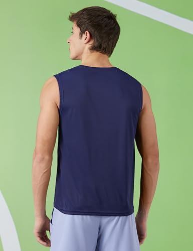 Image of Amazon Brand - Symbol Men's Polyester Color Block Active Regular Fit Sports | Round Neck | Sleeveless T-Shirt