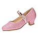 EIGHT KM Mädchen High Heel Kleid Schuhe Mary Jane Prinzessin Hochzeit Pumps Schuhe EKM7015 Sparkle Glitter Minerva Pink Größe EU 37