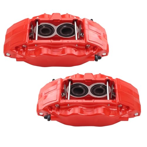 Image of TRQ Performance Front Brake Caliper Set Painted Red Brackets | For 2004-2005 Subaru Impreza