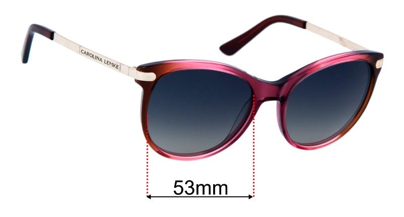 Sunglass Fix Replacement Sunglass Lenses Compatible for Carolina Lemke Unknown Model 53mm (Polarized SFx Ultra Light-Blue Mirror Black Pair)