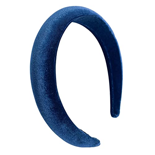 Firecolor Chic Fashion Padded Headband Velvet Headbands Puffy Sponge Thick Hairbands Vintage Wide Hair bands for Women girls accessories Trendy and Cute solid color headbands (Azure)