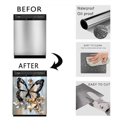 Image of BVBOX Dishwasher Magnet Cover 23 inchx26 inch, Reusable Magnetic Refrigerator Covers, Decorative Magnets Cover Fridge Door Skin Panel Stickers for Home Kitchen Appliance