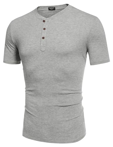 Image of COOFANDY Men's Henley Shirts Short Sleeve Casual Basic Tee Summer Button Henley Soild T Shirts